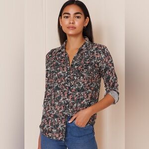 Eden & Olivia Black Floral Button Down S Romantic Boho + Dark Academia